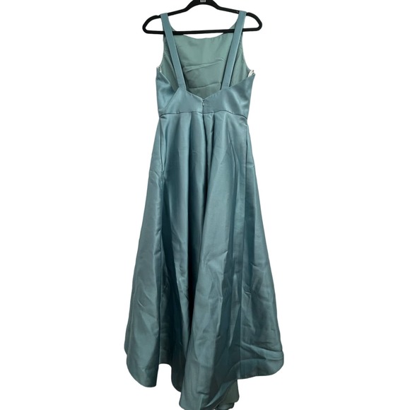 Alfred Sung Smoke Blue Sateen Bridesmaids / Prom Dress Asymmetrical Hem Size 10 - Picture 3 of 6